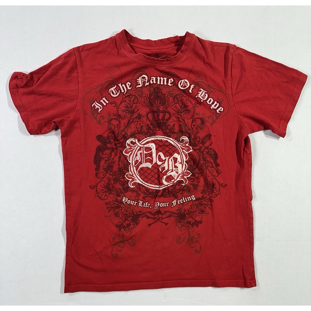 Y2K Red Graphic T-Shirt Youth XL‎ In The Name Of Hope Gothic Punk Emo Style